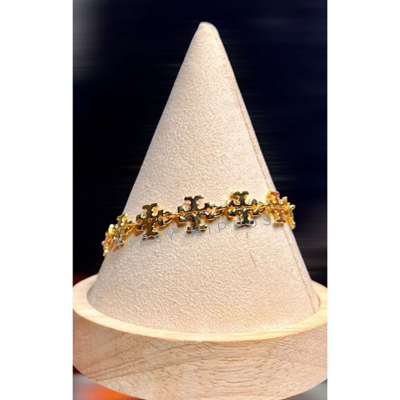 NEW!!!  Tory Burch Gold Kira Logo Clain Bracelet! - Picture 2 of 3